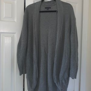 Long grey knit cardigan